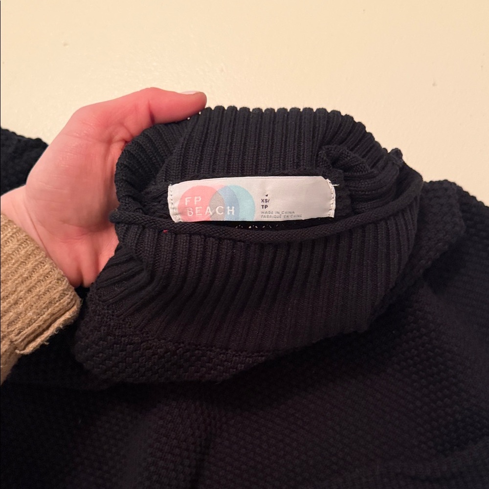 FREE PEOPLE beach Black Cotton Sweater